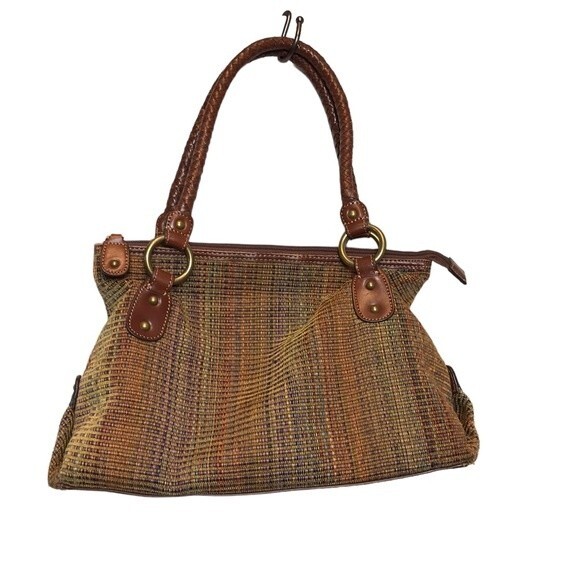 Fossil braided leather trim woven shoulder baguette bag purse‎ - Picture 7 of 16